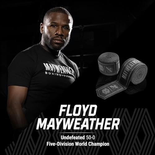 Hayabusa Mayweather Stretch Hand Wraps for Men and Women, 180 inches - color: Black