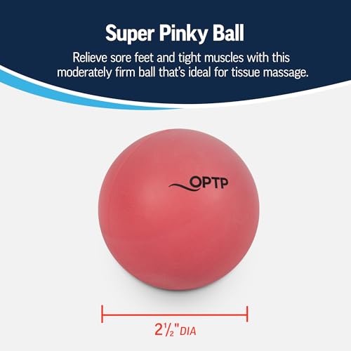 OPTP Super Pinky Ball – Moderately Firm Density Deep Tissue Massage Ball for Back Pain, Shoulder Tension Relief, Sore Muscles, Plantar Fasciitis and More (Pack of 2) - size: 2.5" Diameter (Pack of 2)