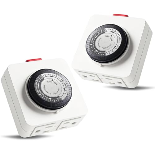 G-ELEK Timers for Electrical Outlets Indoor, 24-Hour Dual Outlet Timer, Christmas Tree Timer Indoor, 3 Prong Light Timers Indoor, Daily Cycle Lamp Timer, 125V 15A, ETL Listed, 2 Pack - size: Indoor 2Pack