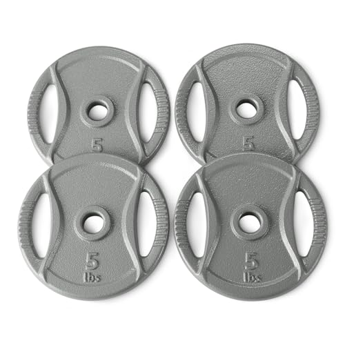 Amazon Basics 1-Inch Grip Weight Plates, Cast Iron, Strength Training, Home Gym - size: 5 lb, 4pc, 1"