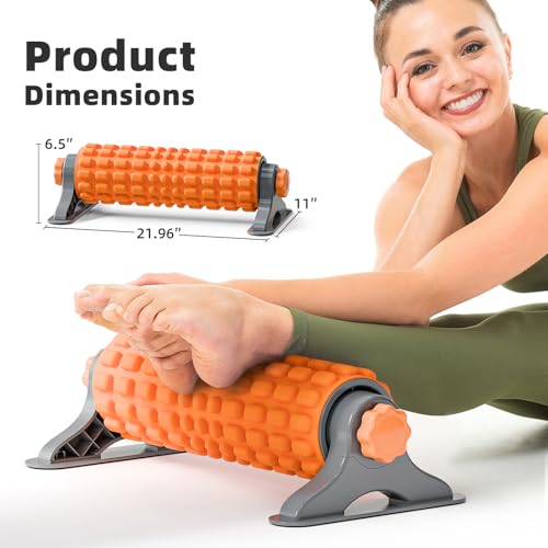 XL IT Band Firm Foam Roller with Resistance Holder - 17 inches - Exercise Roller for IT Band Issues, Deep Tissue Muscle Massage, Muscle and Back Roller for Fitness, Gym Equipment (Orange) - color: Orange