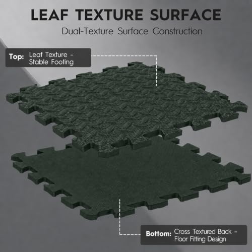 18pcs Puzzle Exercise Mat, 12.6"x12.6"x0.4", 18sqft EVA Interlocking Foam Floor Tiles, Protective, Water-Resistant Flooring for Home Gym & Workout Equipment - color: Evergreen