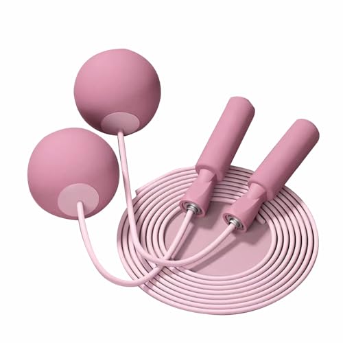 Weighted Jump Rope Without Rope Skipping Rope No Line Speed Rope Cordless For Fitness Workout Anywhere Ropeless Bod Rope for Exercise Training Beachbody Build - color: Big Ball+Long Rope Pink