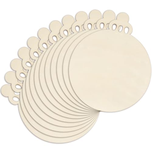 Anglechic 12 Pcs 12 Inch Christmas Ball Wood Cutouts DIY Wooden Christmas Ornaments for Crafts Unfinished Round Wooden Ornaments Natural Wood Circles for Crafts Centerpieces Holiday Decorations - color: blank color