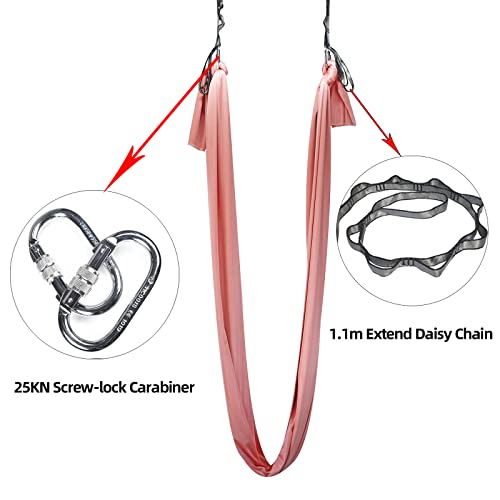 PRIOR FITNESS Yoga Straps Aerial Hammock Accessory Set, 2pcs Carabiner + 2pcs Daisy Chain r, Aerial Silk Hardware with Carabiner Daisy Chain for Yoga Swing Pilates