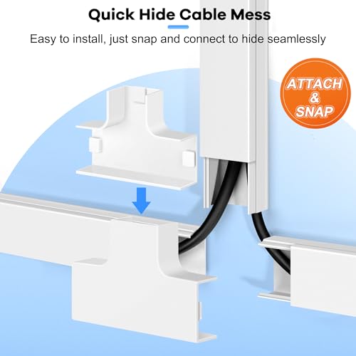 126in Cord Hider Kit (8 x L15.7in), ZhiYo Wire Hiders for TV on Wall, Paintable Cable Management Kit, Wire Cover for Wall Mount TV, Grey Cable Raceway, Cord Cover Wall Wire Management, W1.18in H0.67in - color: Grey, size: W1.18in X H0.67in X L126in