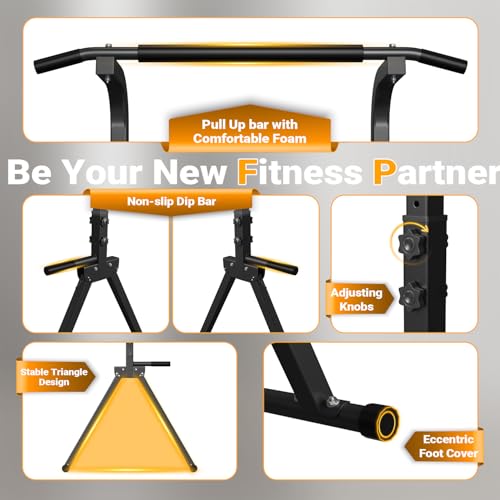 YYJO Foldable Pull Up Bar Free Standing Multi-function Power Tower Dip Bar with Assistance Bands Home Gym Strength Training Equipment - color: Black 02