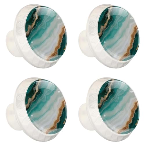 4 Pack White Cabinet Knobs, Marble Drawer Handles for Cabinets, Dresser, Cupboard, Bathroom, Bedroom, Kitchen Hardware Closet Door Knob - color: Marble