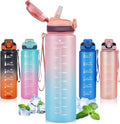 Water Bottle with Straw 1L,Boys Water Bottles with Straw 1 Litre,Waterbottle Leak-Proof Sports Water Bottle,Plastic Drinks Bottles Toxin Free，Bpa-Free (Pink Blue) - color: 10-Pink Blue