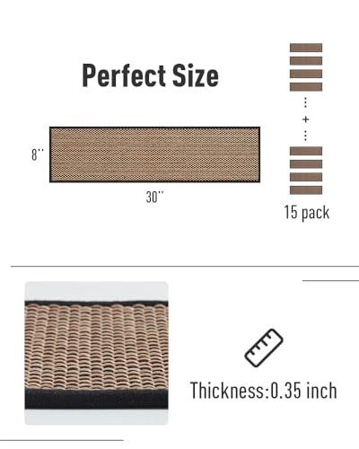 PADOOR Non Slip Stair-Treads,Rubber Backing Stair-Runners for Wooden Steps,15PCS Residue Free Carpet Stair Treads for Kids and Dogs 8"x30" Black - size: 15PCS, style: Black