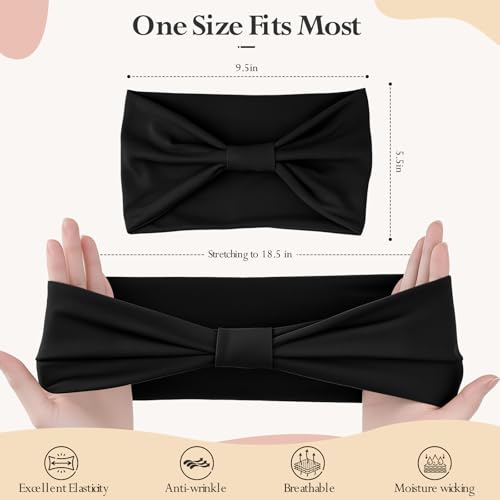 HSEM Headbands for Women, Wide Elastic Head Bands, Non-Slip Thick Hair Bands, Sports Stretchy Sweat Bands, Large Knotted Soft Headband for Washing Face, Makeup, Workout, Spa, Fashion, 6-Pack Black - color: 6 Pcs Black
