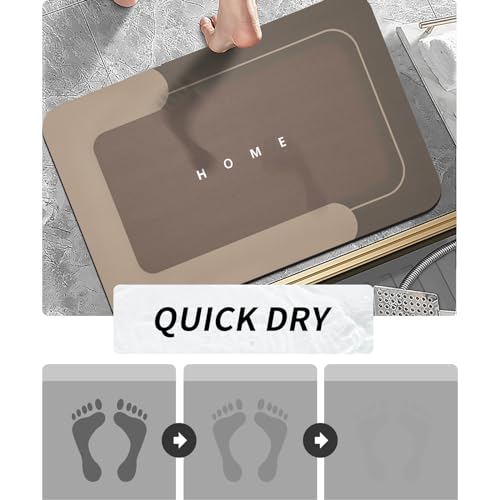 Housego Absorbent Bath Mat, Quick Dry Bath Rug, Non-Slip, 2PCS, Brown | 2PCS Absorbent Bath Mat Magic Rug Sets; Quick Drying Bath Mat Non-Slip Floor Rug Rubber Backed for Bathroom Kitchen Shower - color: Brown, size: 2 PCS (19.7" x 23.6", 19.7" x 31.9")