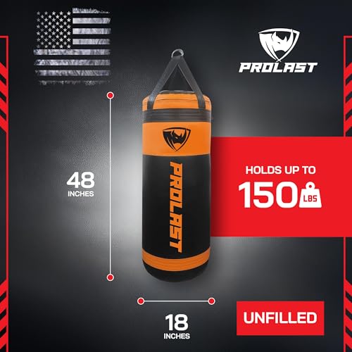 4Ft XL 135Lb Heavy Punching Kicking Bag for Adults, Boxing, MMA, Martial Arts, Muay Thai, Strength Training Equipment, Special Edition Rhino Logo - color: Orange / Black, style: Unfilled