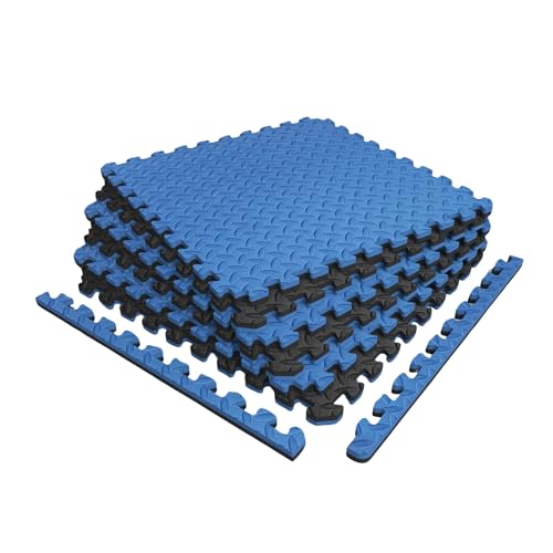 NÖRSK Duräflex Medium-Duty Reversible Interlocking Foam Floor Tiles, Diamond Plate Texture, Black/Blue, 24 X 24 X .47 in., 6-Pack (24 sq. ft.) (Black/Blue, 0.79" Thick) - color: Black/Blue, size: 0.79" Thick