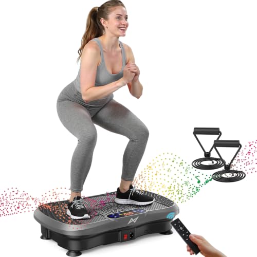 AXV Vibration Plate Fitness Platform Exercise Machine Vibrating Shaking Full Body Shaker Workout Vibrate Stand Shake Board Sport for Weight Loss Fat Burner for Gym Home Office - color: BT.PRO.GRAY