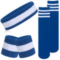 ONUPGO 5 Pieces Kids Sweatbands Soccer Socks Set - Sports Headband, Wristbands, Striped High Socks for Kids, Youth,Toddler & Baby - Football, Basketball, Running, Cycling, Tennis - color: Blue/White/Blue