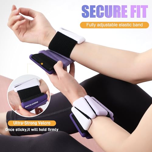BECOJADDE Ankle Weights for Women Wrist Weights Set of 2 (1 lb/2 lb Each) Adjustable Arm Leg Weight for Womens Men Suitable for Walking Swimming Running Pilates Yoga Gym - color: Gradient Purple, size: 2lb Pair (1lb Each)