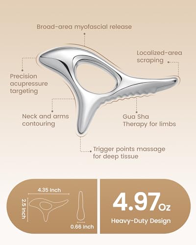 lifechill Trigger Point Massage Tool for Deep Tissue, Muscle Scraper Tool for Fascia Release, Metal Body Gua Sha Tool, Lymphatic Drainage Massager, Thumb Saver,Scar Tissue Massage,Acupressure Tool