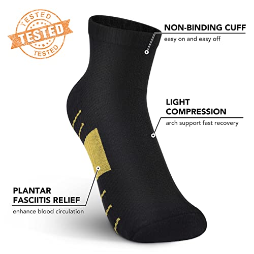 5 Pairs Copper Compression Socks for Women & Men - Ankle Plantar Fasciitis Arch Support Running Socks for Athletic - color: 01 Beige Black, size: Small-Medium