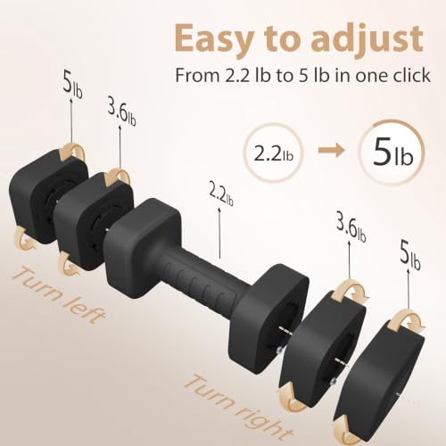 Adjustable Dumbbell Set of 2, 2.2-20LB Adjustable Weight Set, 3 in 1 Free Weights Dumbbells Set for women men at home, 2.2lb, 3.6lb, 5lb,10lb, 20lb, for Home, Office, Gym Exercise Training, Anti-slip Handle - color: Black, size: 10LB(5LB Pair)