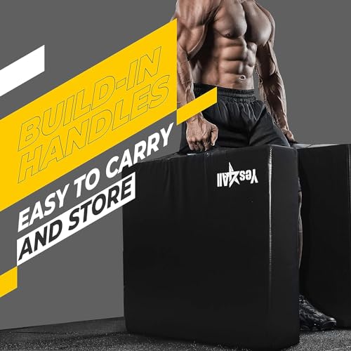 Yes4All Silencer Drop Pads/Weightlifting Drop Pads with PVC Cover & Easy Carry Handles – Sold in PairsVariation Theme - color: F. Black - 10in