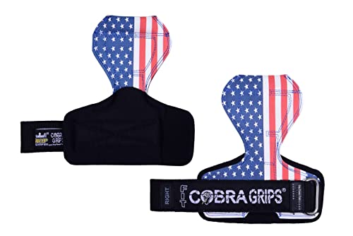 Cobra Grips Weight Lifting Gloves with Adjustable Neoprene Padded Wrist Wraps - Heavy Duty Alternative to Power Lifting Hooks for Deadlifts - color: FIT USA FLAG Leather, size: 4.25 - 7.0"
