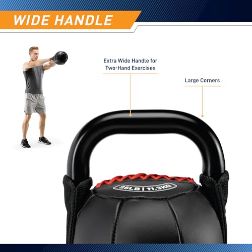 Marcy Strength Training Soft Kettlebell with Handle for Weightlifting, Conditioning, Strength and core Training 10 lbs - 40 lbs - style: Rouge - 25 LB