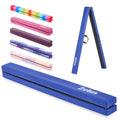 ZELUS 8' Folding Gymnastics Balance Beam, Floor Balance Beam w/Carry Handles Anti-Slip Base for Kids, Beginners & Professional Gymnasts - color: Blue