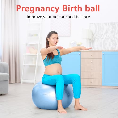 Primasole Exercise Ball for Balance Stability Fitness Workout Yoga Pilates at Home Office & Gym Birthing Ball for Pregnancy, Office Ball Chair - color: Pale Gray, size: 45 cm