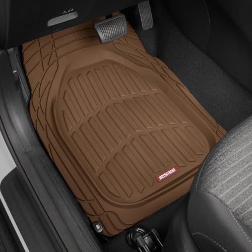 Motor Trend FlexTough Deep Dish All-Weather Floor Mats, Waterproof Trim-To Fit Mats for Cars, Trucks, SUVs - Universal Automotive Floor Liners, Car Accessories, Brown - color: Brown, style: Full Set