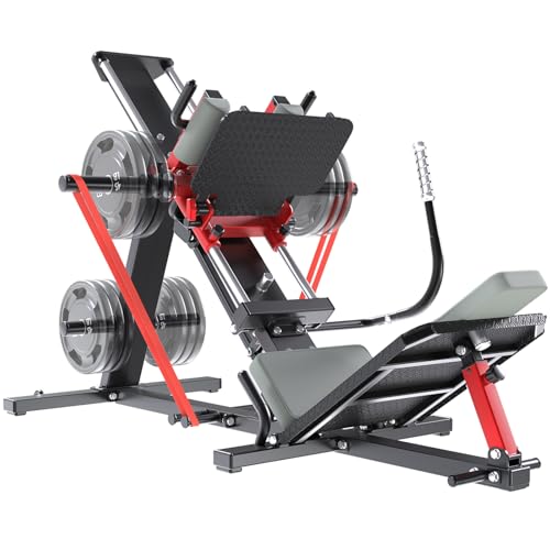 Hack Squat Leg Press Machine for Home Gym, 2-in-1 Adjustable Leg Exercise Workout Machine with Linear Bearing, Lower Body Workout Equipment with Weight Storage for Home