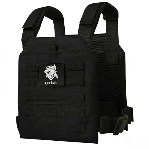 Adjustable Weighted Vest for Men Women – Tactical Vest for Rucking, HIIT & CrossFit, Fits 10x12 Plates, 600D Breathable Weight Vest & Exercise Vest for Strength Training, Weights Not Included - color: Black-1