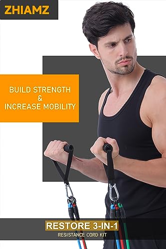 Resistance Bands with Handles, Single Resistance Bands, Exercise Bands with Handles, for Resistance Training, Physical Therapy, Home Workouts, Fitness, Pilates - color: 3-in-1 band- 90lbs