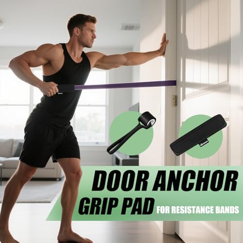 WHATAFIT Resistance Bands, Pull Up Assist Bands with Handles, Door Anchor | Natural Latex Rubber, Progressive Tension, Exercise Loop for Full-Body Fitness, Portable Gym Bag, Warm-Up & Stretch - color: 5-125LBS GRAY PURPLE+GRIP