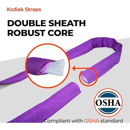 Endless Round Sling Lifting Strap - Polyester Lifting Sling Strap, Heavy Duty for Rigging Moving Towing Hoisting- Kodiak Straps - color: PURPLE, size: 2600LBS x 10FT