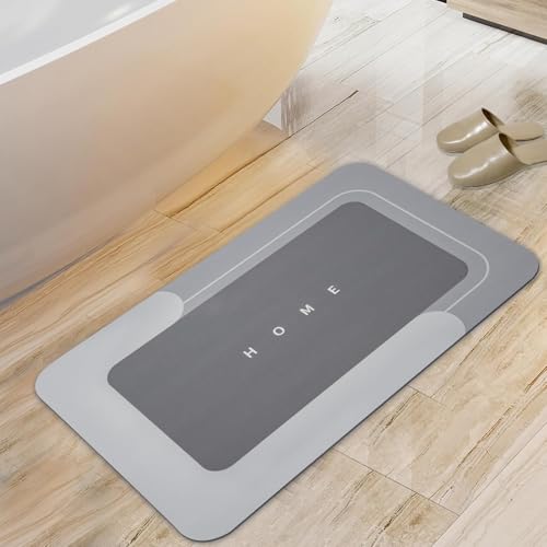 Housego Absorbent Bath Mat, Quick Dry Bath Rug, 16.93x26.77, Dark Gray | Absorbent Bath Mat Magic Rug; Quick Drying Magic Bath Mat Non-Slip Floor Rug Rubber Backed for Bathroom Kitchen Shower Sink - color: Dark Gray, size: 1'5" x 2'3" (Rectangular)