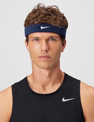 Nike Unisex Adult Swoosh Classic Headband - color: College navy/white