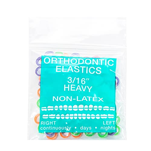 JMU Orthodontic Elastics 3/16 Heavy, 100 Pack Dental Rubber Bands | Orthodontic Rubber Bands for Braces, Intraoral Elastic Bands, Latex Free, 6.5 oz, Made in USA - size: 3/16 Heavy