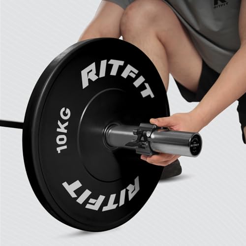 RitFit 2-Inch Magnetic Barbell Collars Locking Clamps - Heavy Duty Aluminum Alloy, Quick Release with Non-Slip TPR Pads for Olympic Weightlifting Powerlifting Training (Pair) - color: Black
