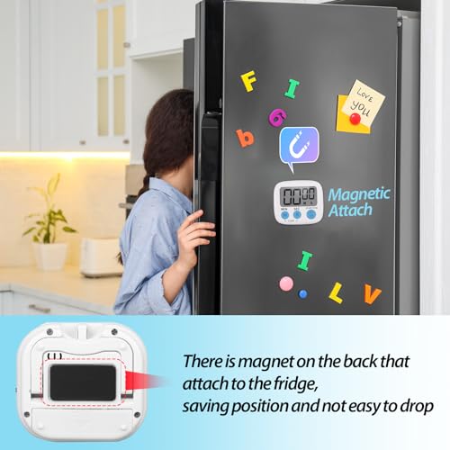Weewooday 24 Pcs Small Digital Kitchen Timer Magnetic Back and Switch Minute Second Count up Countdown Big LCD Display Loud Alarm for Teacher Cooking Baking (Black,White) - color: Black, White