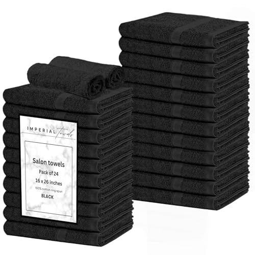 24 Pack Black Hand Towels 100% Cotton Spa Towels 16x26 inches Highly Absorbable Facial, Gym, Hair and Face Towels in Bulk Brand - color: Black, size: HAND TOWEL PACK OF 24 16X26