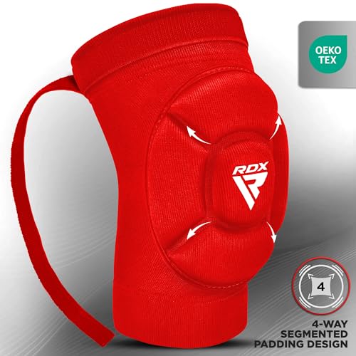 RDX Elbow Pads, Muay Thai MMA Kickboxing Sparring Elbow Guard, Martial Arts Striking Protection,Wrestling Basketball Adjustable MTB Volleyball Compression Padded Sleeve, Men Women - color: Red White, size: Medium