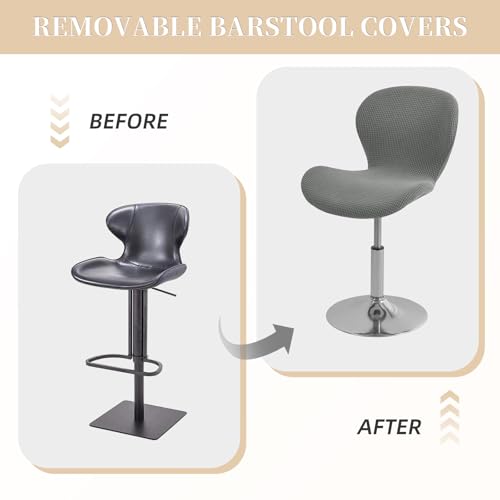 Gollense Bar Stool Covers with Backs, Set of 4 Stretch Jacquard Barstool Seat Covers, Washable Swivel Pub Counter Height Chair Slipcover Protector for Home Kitchen Cafe (Jacquard-Dark Grey) - color: Jacquard-dark Grey