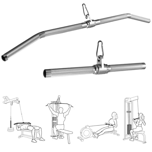 Lat Pulldown Attachments, Straight Bar Cable Attachments, Lat Pull Down Bar, Curl Pulldown Bar, Sturdy & Lightweight Aluminum, Non-Slip Grip, Full Rotation, Max Load 1000LBS - color: 18.8-inch straight rod