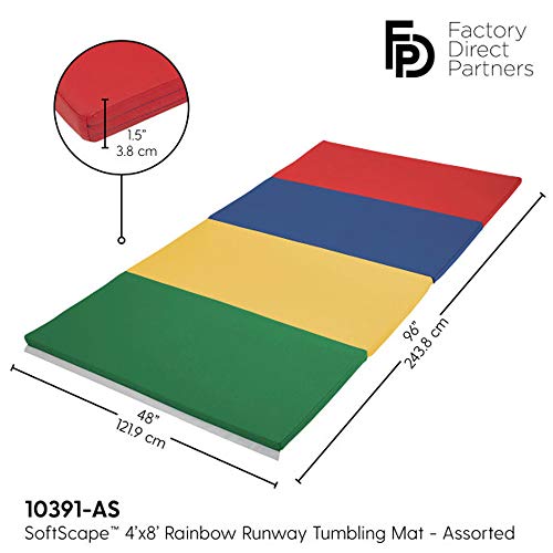 Factory Direct Partners SoftScape 4ft x 6ft Runway Tumbling Mat - Soft, Sturdy Foam, 3-Fold Exercise Mat - color: Assorted
