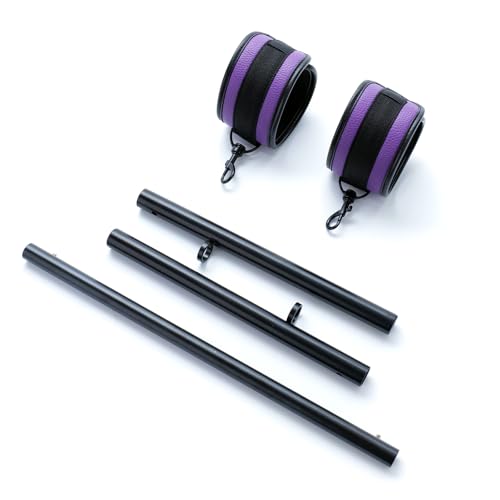 Spreader Bar Heavy Duty Expandable Exercise with 2 pcs Adjustable Strap, Yoga Training Fitness Gear, Workout Bar,Sports Gym Kit - style: Black+Purple PU Kit