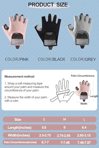Fingerless Cycling Gloves Women Men Anti-Slip Shockproof Mesh Lightweight Workout Gloves Gym Exercise Fitness Rowing - color: Pink, size: Large