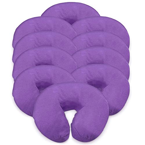 LONDON LINENS Pack of 10, Premium Extra Thick 100% Cotton Flannel Massage Tables Face Cradle Covers Cozies Fitted - Includes 10 pcs (Lilac) - color: Lilac, size: 10
