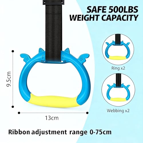 New Professional Gymnastic Rings,Both for Adults and Kids,Support 550 LBS,Home Fitness Equipment,Indoor and Outdoor Pull-up Bar for Stretching and Height Increase,with Adjustable Straps - color: Yellow
