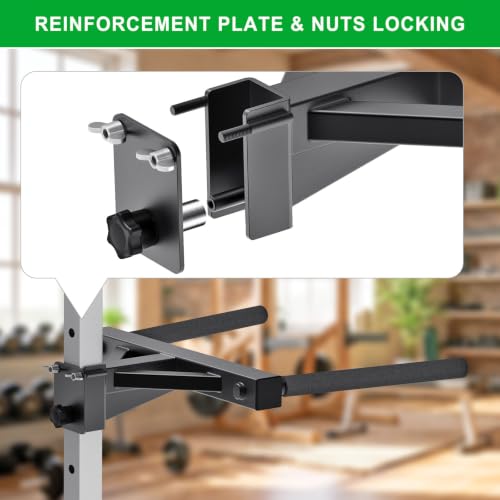 Dip Attachment for Power Cage with 5/8" or 1" Hole, Y-Shaped Dip Bar | Squat Rack Accessories with Non-Slip Foam Grips, Full Welded Steel, Power Rack Attachment for Home Gym Strength Training - color: E: Dip Bar Attachment(2x2 Rack, 5/8 & 1" hole)